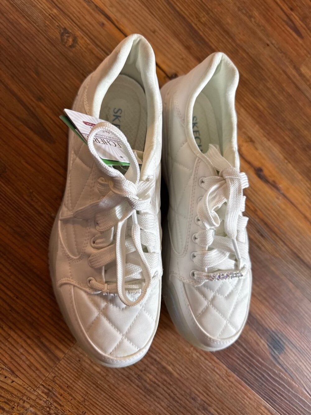 Skechers Women's Vegan Air-Cooled Memory Foam Quilted White Sneakers Size 8 New - Picture 8 of 11